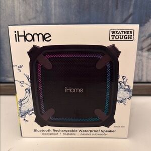 iHome Bluetooth Rechargeable Waterproof Speaker - Black with Multicolor Accents